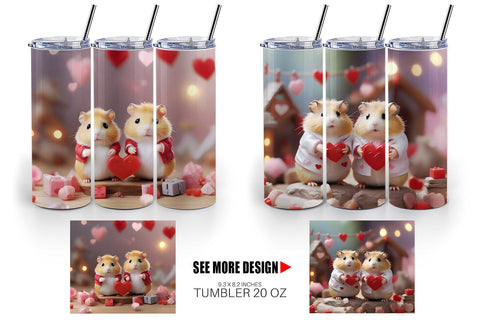 Tumbler Wrap Valentine Cute Hamsters Sublimation artnoy 