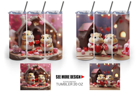Tumbler Wrap Valentine Cute Hamsters Sublimation artnoy 
