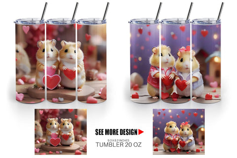 Tumbler Wrap Valentine Cute Hamsters Sublimation artnoy 