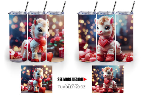 Tumbler Wrap Valentine Cute Horse Sublimation artnoy 