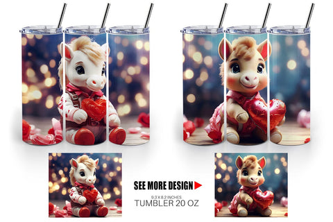 Tumbler Wrap Valentine Cute Horse Sublimation artnoy 