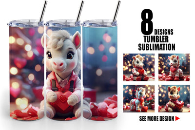 Tumbler Wrap Valentine Cute Horse Sublimation artnoy 