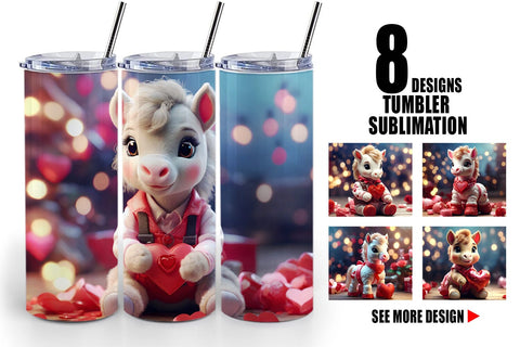 Tumbler Wrap Valentine Cute Horse Sublimation artnoy 