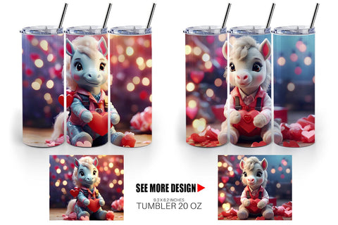 Tumbler Wrap Valentine Cute Horse Sublimation artnoy 