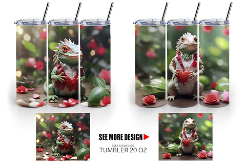 Tumbler Wrap Valentine Cute Iguana Sublimation artnoy 
