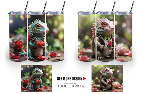 Tumbler Wrap Valentine Cute Iguana Sublimation artnoy 