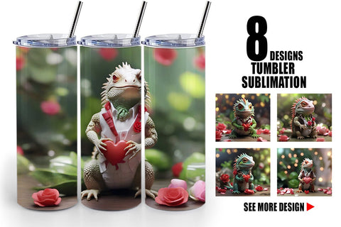 Tumbler Wrap Valentine Cute Iguana Sublimation artnoy 