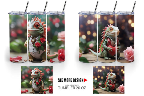 Tumbler Wrap Valentine Cute Iguana Sublimation artnoy 