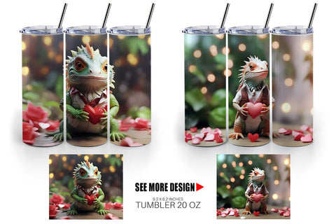 Tumbler Wrap Valentine Cute Iguana Sublimation artnoy 