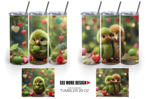 Tumbler Wrap Valentine Cute Kiwi Bird Sublimation artnoy 