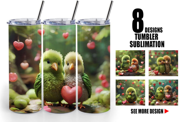 Tumbler Wrap Valentine Cute Kiwi Bird Sublimation artnoy 