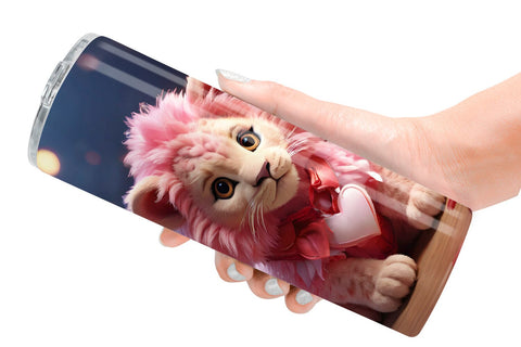 Tumbler Wrap Valentine Cute Lion Sublimation artnoy 