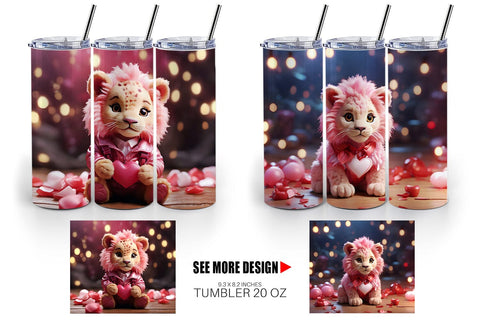 Tumbler Wrap Valentine Cute Lion Sublimation artnoy 
