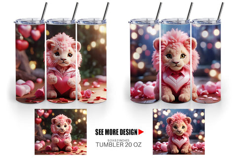 Tumbler Wrap Valentine Cute Lion Sublimation artnoy 