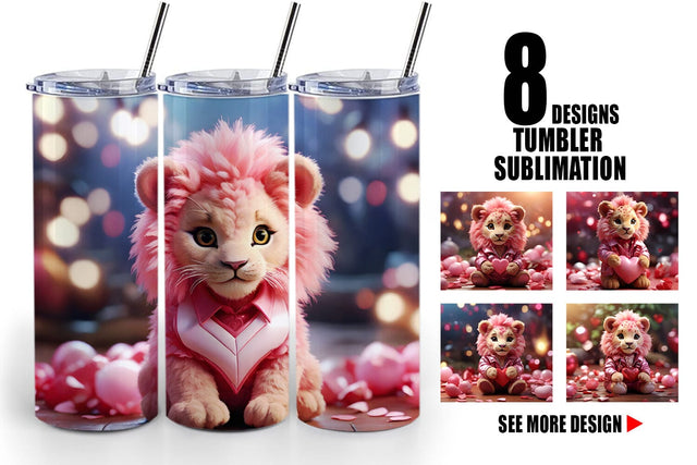 Tumbler Wrap Valentine Cute Lion Sublimation artnoy 