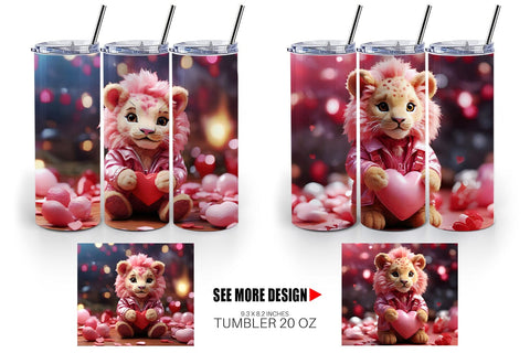 Tumbler Wrap Valentine Cute Lion Sublimation artnoy 