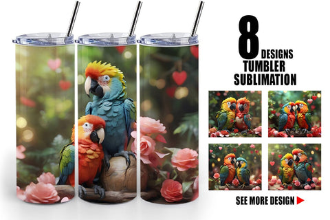 Tumbler Wrap Valentine Cute Macaw Bird Sublimation artnoy 