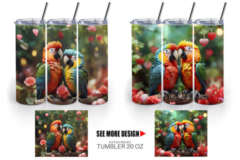 Tumbler Wrap Valentine Cute Macaw Bird Sublimation artnoy 
