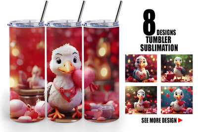 Tumbler Wrap Valentine Cute Stork Bird Sublimation artnoy 