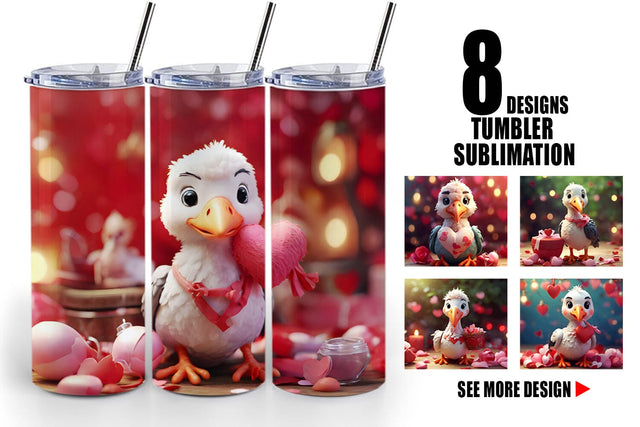 Tumbler Wrap Valentine Cute Stork Bird Sublimation artnoy 