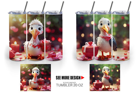 Tumbler Wrap Valentine Cute Stork Bird Sublimation artnoy 