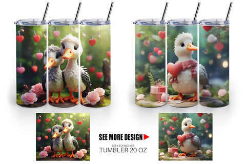 Tumbler Wrap Valentine Cute Stork Sublimation artnoy 