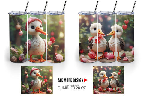 Tumbler Wrap Valentine Cute Stork Sublimation artnoy 