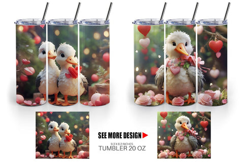 Tumbler Wrap Valentine Cute Stork Sublimation artnoy 