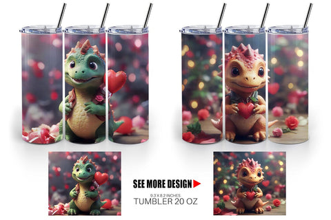 Tumbler Wrap Valentine Dinosaur Sublimation artnoy 