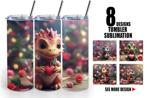Tumbler Wrap Valentine Dinosaur Sublimation artnoy 