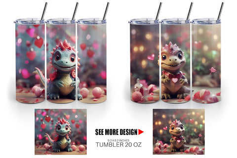 Tumbler Wrap Valentine Dinosaur Sublimation artnoy 