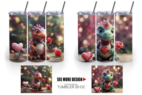 Tumbler Wrap Valentine Dinosaur Sublimation artnoy 