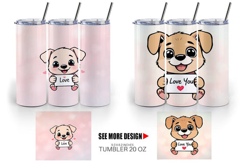 Tumbler Wrap Valentine Dog Cartoon Sublimation artnoy 
