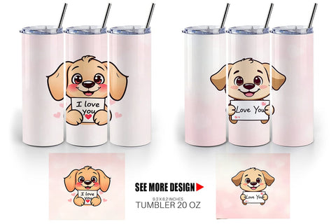 Tumbler Wrap Valentine Dog Cartoon Sublimation artnoy 
