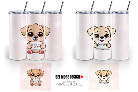 Tumbler Wrap Valentine Dog Cartoon Sublimation artnoy 