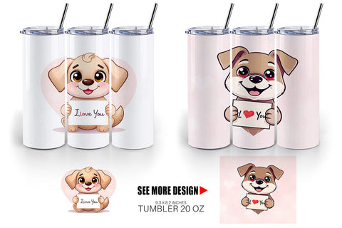 Tumbler Wrap Valentine Dog Cartoon Sublimation artnoy 