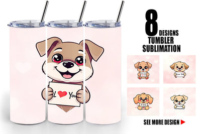 Tumbler Wrap Valentine Dog Cartoon Sublimation artnoy 