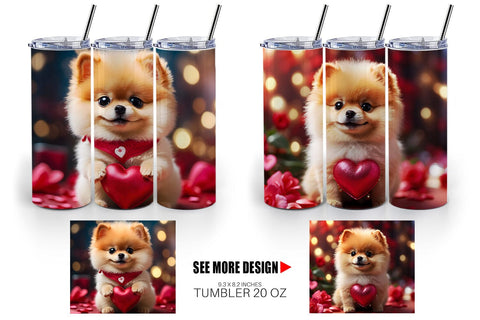 Tumbler Wrap Valentine Dog Pomeranian Sublimation artnoy 