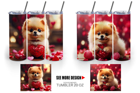 Tumbler Wrap Valentine Dog Pomeranian Sublimation artnoy 