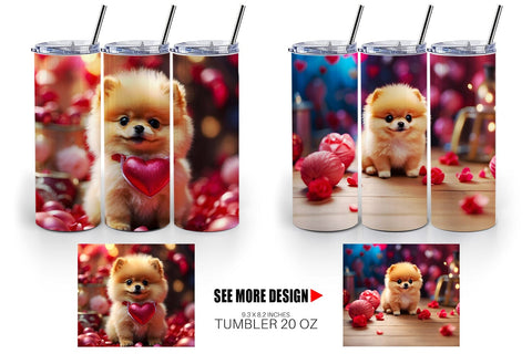 Tumbler Wrap Valentine Dog Pomeranian Sublimation artnoy 