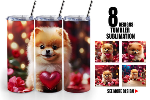 Tumbler Wrap Valentine Dog Pomeranian Sublimation artnoy 