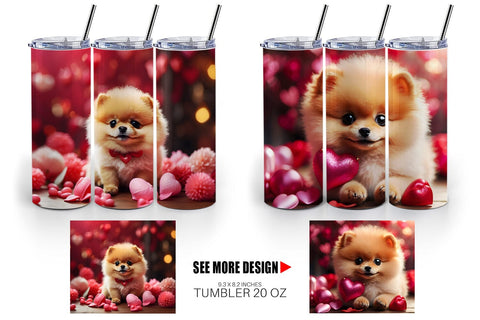 Tumbler Wrap Valentine Dog Pomeranian Sublimation artnoy 