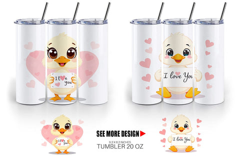Tumbler Wrap Valentine Duck Cartoon Sublimation artnoy 