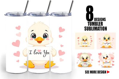 Tumbler Wrap Valentine Duck Cartoon Sublimation artnoy 
