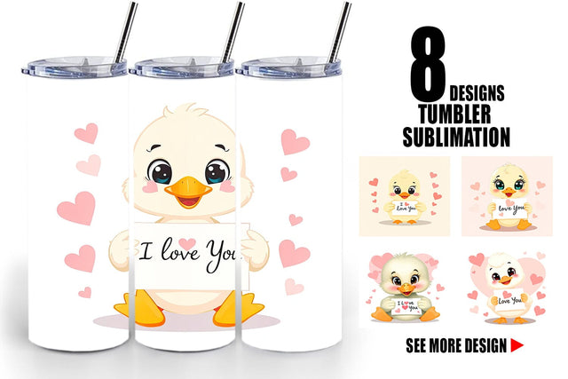 Tumbler Wrap Valentine Duck Cartoon Sublimation artnoy 