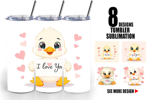 Tumbler Wrap Valentine Duck Cartoon Sublimation artnoy 