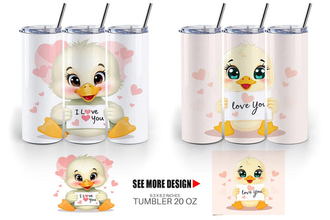 Tumbler Wrap Valentine Duck Cartoon Sublimation artnoy 
