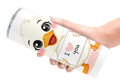 Tumbler Wrap Valentine Duck Cartoon Sublimation artnoy 