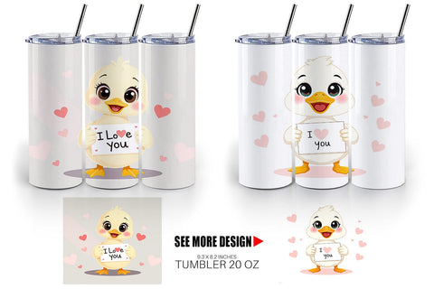 Tumbler Wrap Valentine Duck Cartoon Sublimation artnoy 