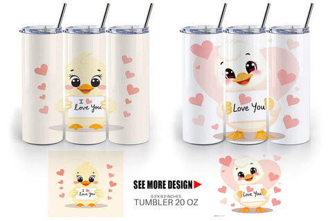 Tumbler Wrap Valentine Duck Cartoon Sublimation artnoy 